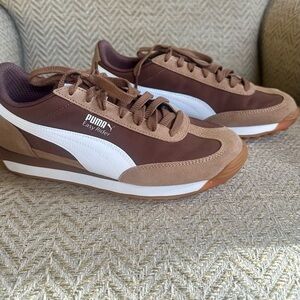 Puma Women’s Easy Rider Brown and White Sneakers, Haute Coffee/White